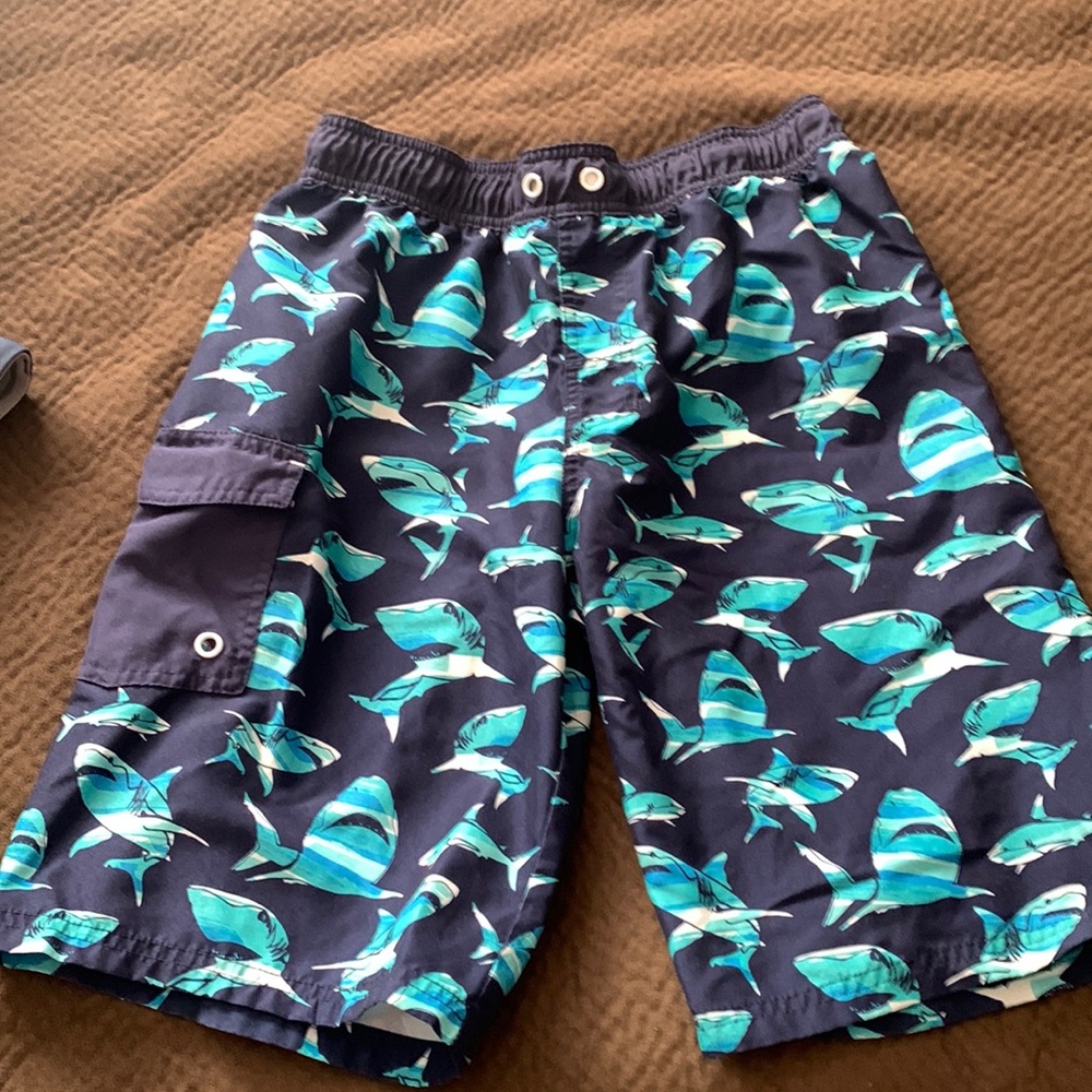 Boys shark swim trunks